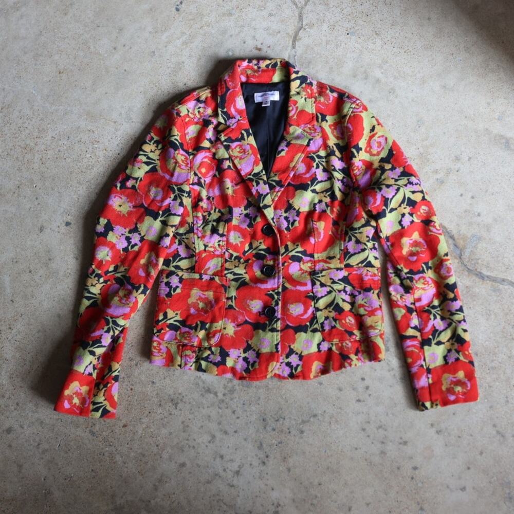 RARE Vintage Y2K Isaac Mizrahi for Target Floral Tapestry Blazer Jacket M